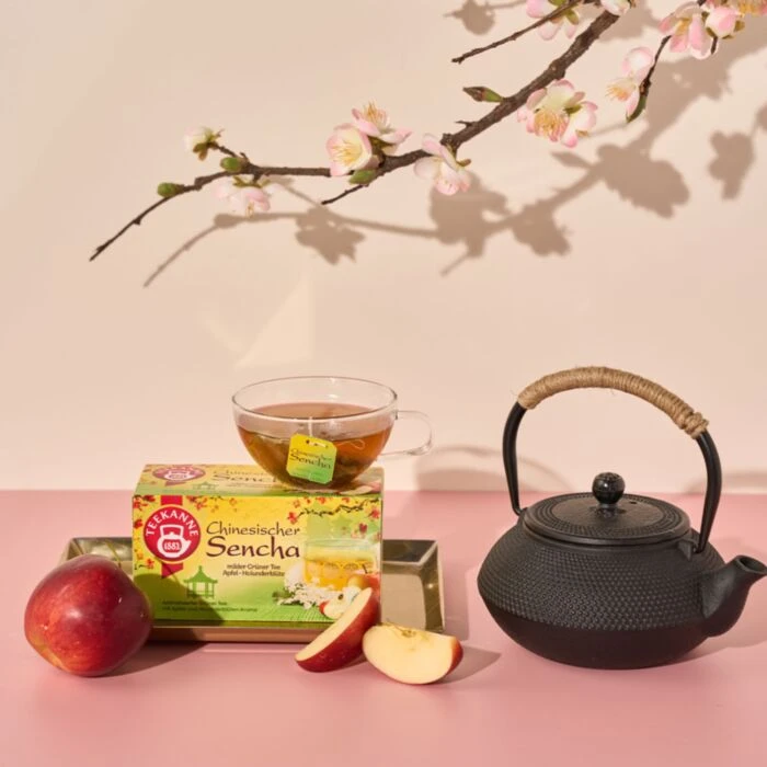 Teekanne Chinesischer Sencha Milder Grüner Tee Apfel Holunderblüte 35g