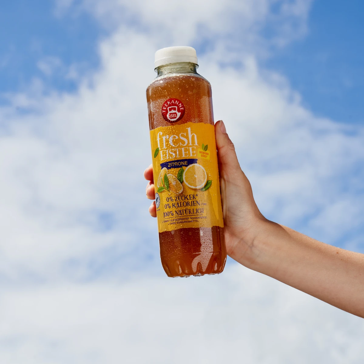 fresh Eistee-Zitrone 0,5 Liter in der Luft