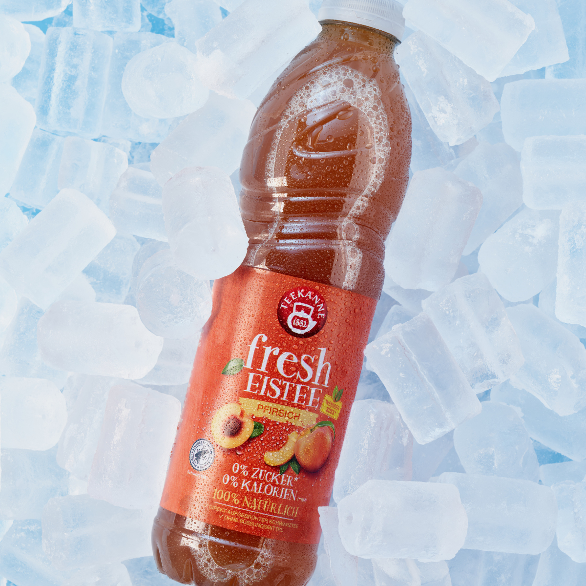 Eistee Pfirsisch 1 Liter-Flasche in Eis